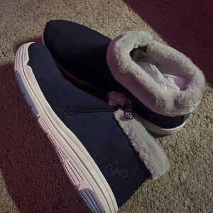 Ryka Dark Blue Faux Fur Slip-On Shoes